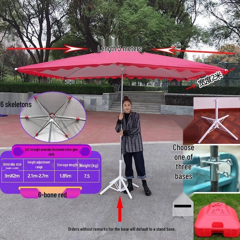 Large Outdoor Rectangular Sunshade Umbrella - Commercial Folding Awning for Courtyard