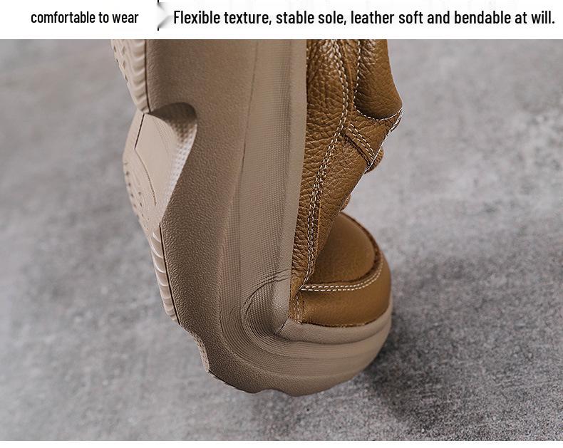 Women's Genuine Leather Retro Lace-Up Sneakers with Thick Soles - Spring Casual Cowhide Loafers