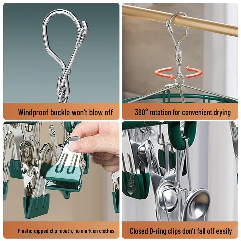 Stainless Steel 24-Clip Windproof Drying Hanger