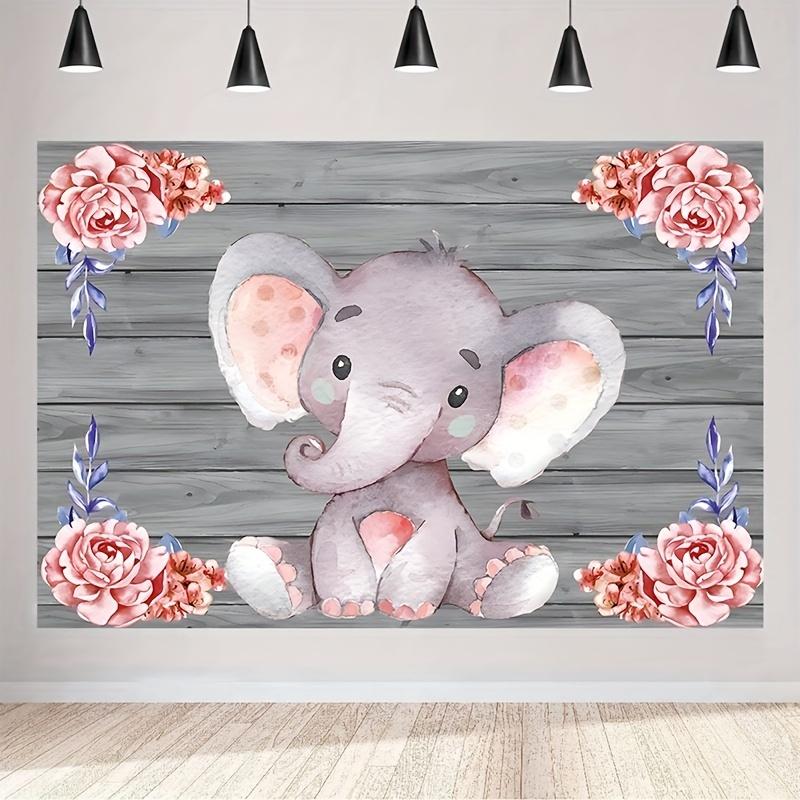 

5x3ft розовый фон с цветами и слоном для детского душа, раскрывающий пол ребенка, новорожденного, на день рождения для девочек, фон для фотосъемки