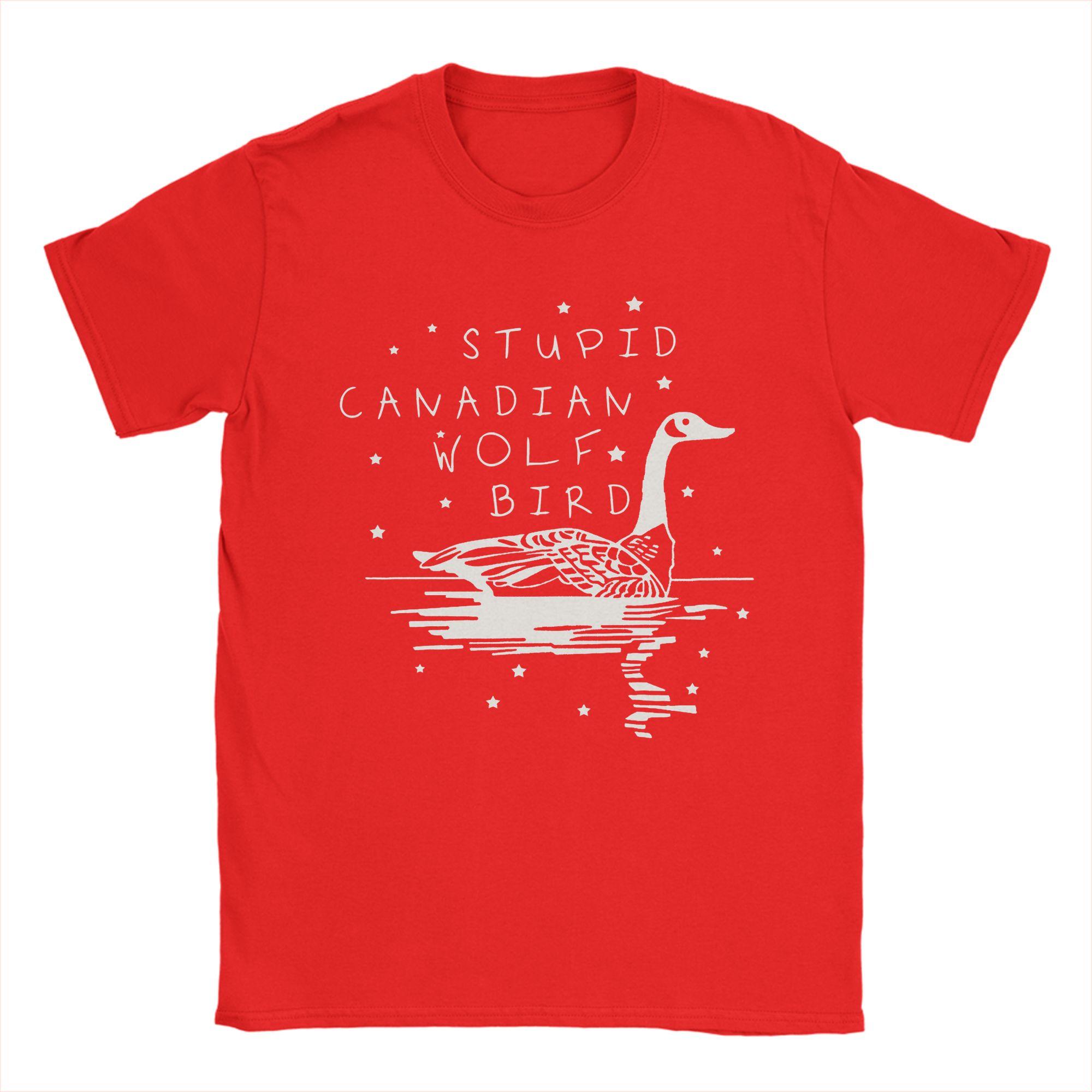 

Stupid Canadian Wolf Bird Heated Rivalry Mens T Shirt Vintage Tees Short Sleeve Crewneck TShirt Pure Cotton Plus Size Clothes S