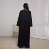 2024 Elegant Handmade Beaded Middle Eastern Muslim Pleated Cardigan Dress