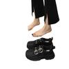Buckle Small Leather Shoes for Women  Autumn New Thick Bottom Heightened Single Layer Shoes Women Sweet Cool Color Matching Pu Set Feet Loafers
