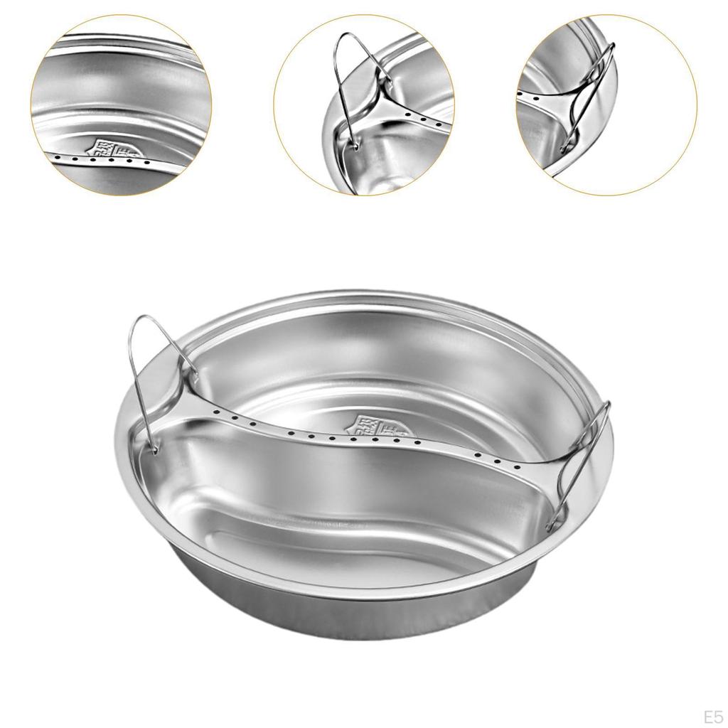 Deep Round Divided Food Pan Chafing Dish Stainless Steel Steam