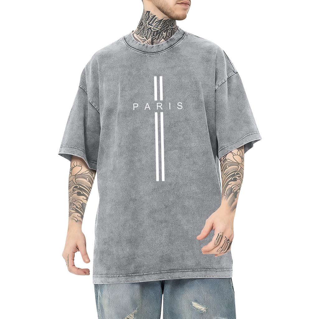 Men's Printed Round Neck T-shirt Casual Sports Short Sleeved Shirt