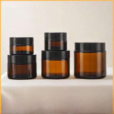 Flacone Crema Vetro Marrone 50g, Flacone Cosmetico A Prova di Luce per Crema Viso e Crema Contorno Occhi 20g