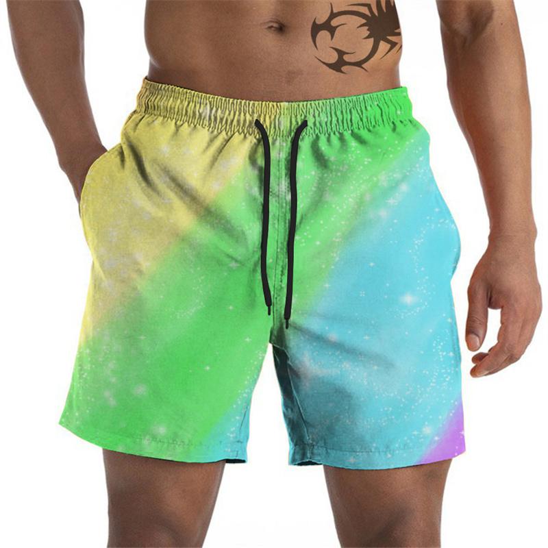 Artistic Pigments Graphic Beach Shorts For Men Colorful Printed Board Shorts Summer Short Pants Loose Swim Trunks