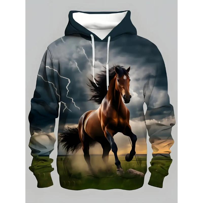 Mode Cheval Graphique Hommes Sweats À Capuche Automne 2025 Nouveau 3d Impression Sweats Nouveauté Unisexe À Capuche Pull Sweat Hommes Vêtements