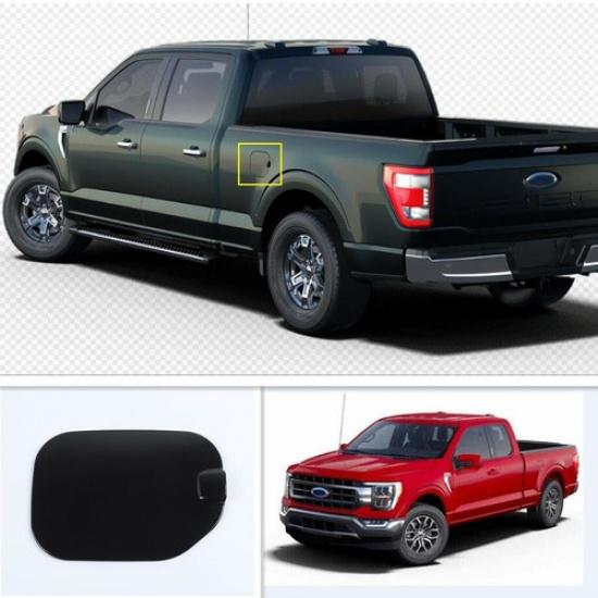 For Ford F150 F-150 21-2022 Bright Black ABS Fuel Filler Gas Tank Cap Cover Trim