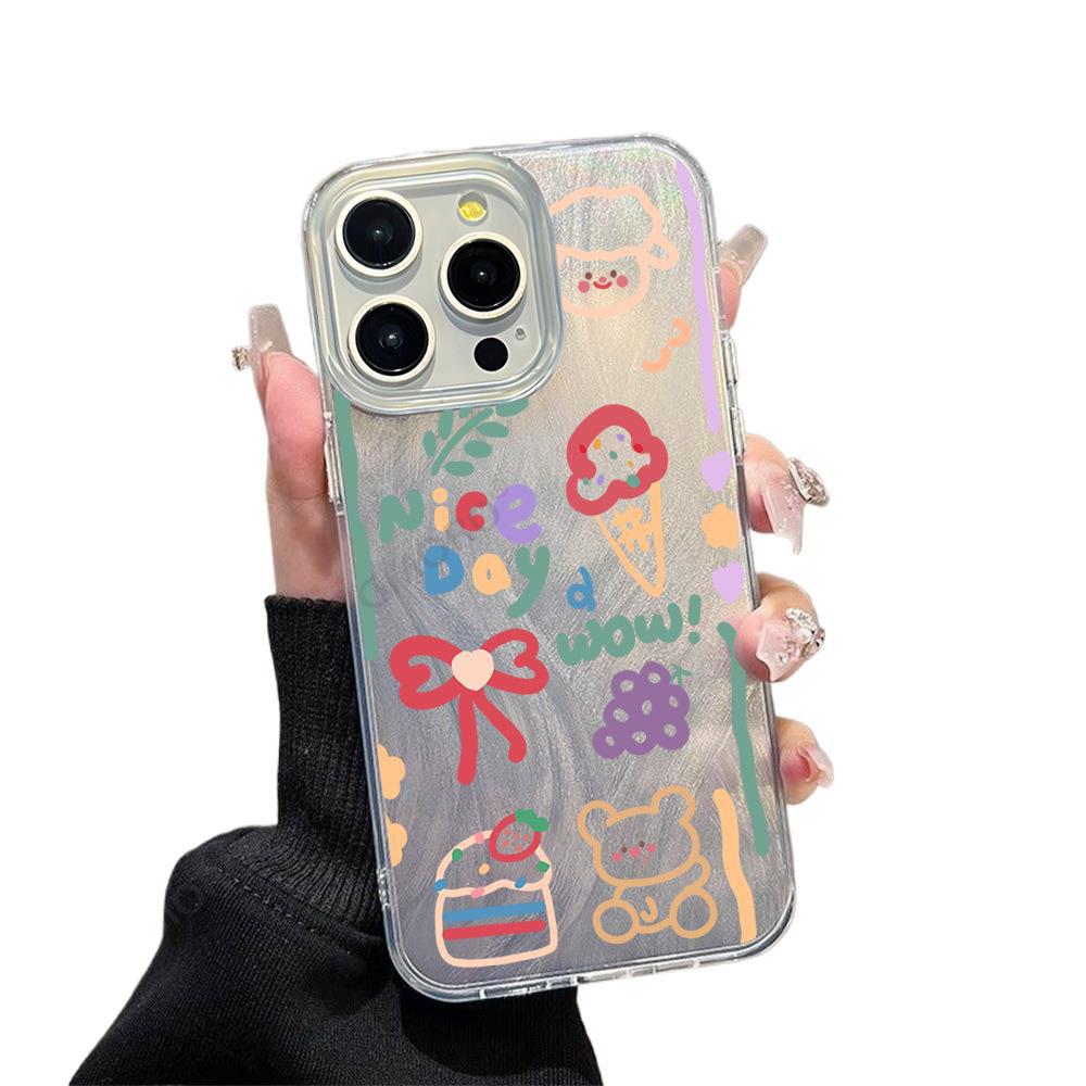 Macaron Graffiti Small Animal UV Painting High Definition Printing Feather Protective Case iPhone17Promax Mobile Phone Case