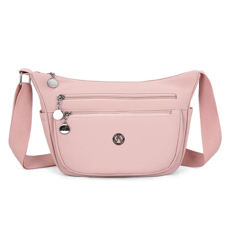 Stylish Nylon Crossbody Bag With Sewn Details And Inner Pocket For Casual Outings
