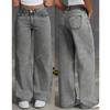 Womens High-Waisted Straight Leg Denim Jeans With Embroidered Bow Detail Casual Streetwear 2025
