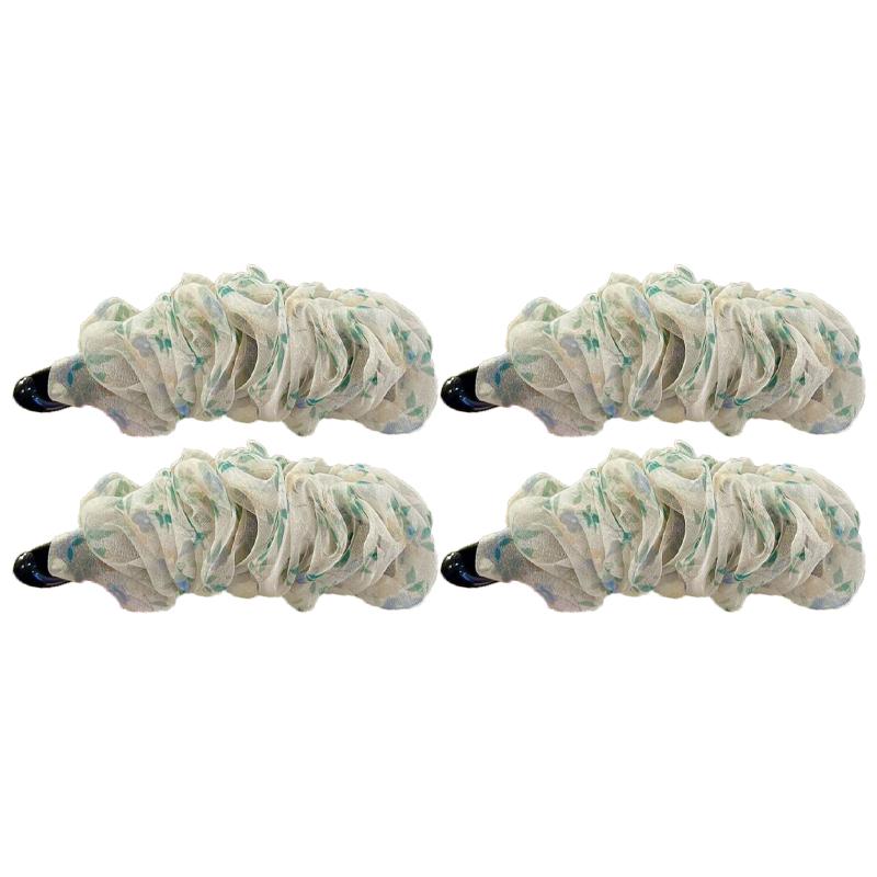 Korean-Style Polka Dot Colour-Block Pleated Printed Mesh Hair Clip For Women Fashionable Banana Clip Hair Accessory
