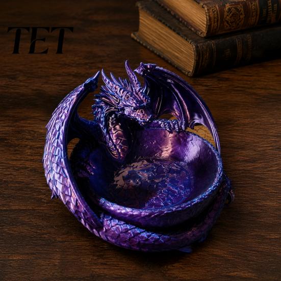 Tabletop Trinket Tray 3D Printed Dragon Jewelry Tray, Fantasy Catchall, Gothic Key Handmade Resin Alternative Holder, Medieval Desktop Storage