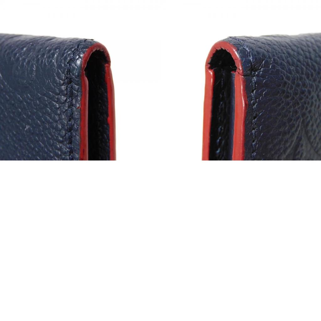Used 12564 Portefeiulle Pont Neuf M62127 7940 LV logo flower navy red Monogram Empreinte Marine Rouge unisex from Japan