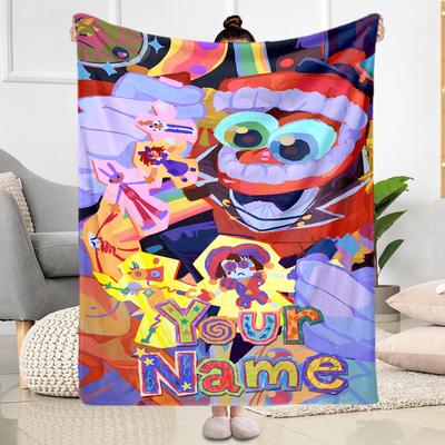 Digital Circus Customize Text Blanket Multi-purpose Customizable Blanket Soft  Cozy Versatile for Office Seaside Home Decor Chair