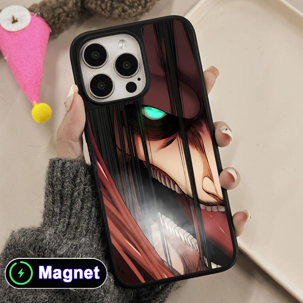 AOT Eren Yeager Matte Surface Magsafe Mobile Phone Case for iPhone 17 16 15 14 13 12 11 Air Pro Max Plus Colorful Cover