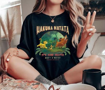Disney Re Leone Hakuna Matata Motto Simba Timon Pumbaa T-shirt Unisex Adulto 100% Cotone Magliette Uomo Donna Top