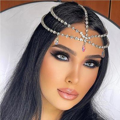 Klobouk s přívěskem kapky vody pro ženy 2022 Řetízky do vlasů na čelo s kamínky Nevěsta Šperky na hlavu Svatba Doplňky Dárek