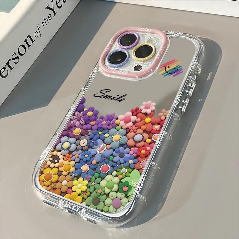 

Rainbow Smiley Face Suitable for Mobile Phone Case Iphone16promax Mirror Apple 15 Full Cover Anti Fall 14 13 17 Apple 17