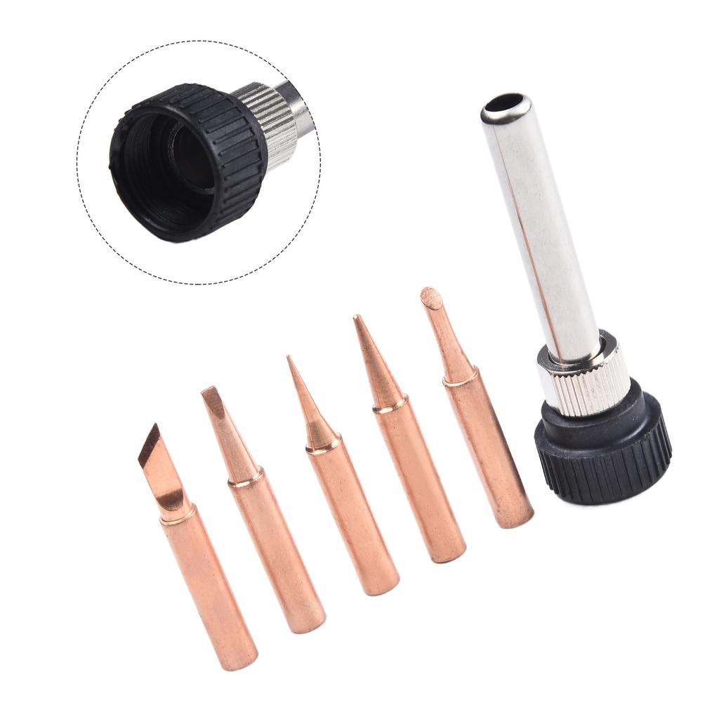 6 Pcs Copper 900M-T Soldering Iron Tip & Handle Set And Soldering Station Power Tool Welding Table Accessories