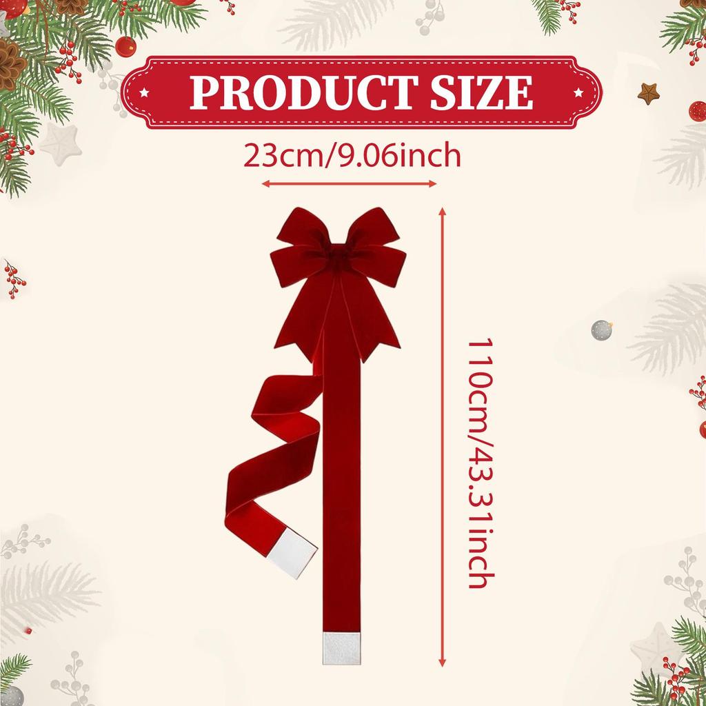 Christmas Cabinet Bow Festive Ribbon Prop Door Bow Festival Decoration for Housewarming Fireplace Celebration Window Stage