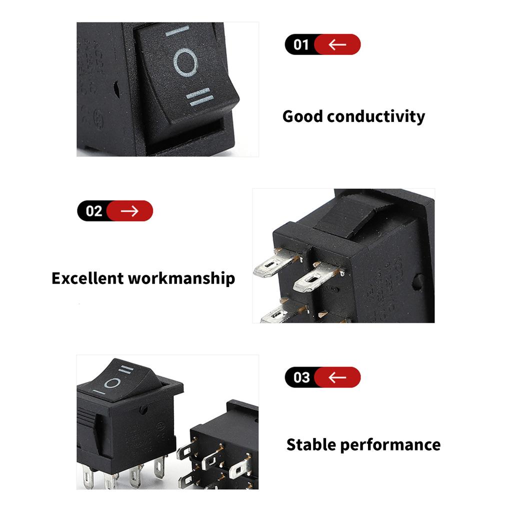 1/4/10Pcs Marine Boats Rocker Switches 6 Pin 3 Position Rocker Toggle Switches Rocker Switches for Household Appliance