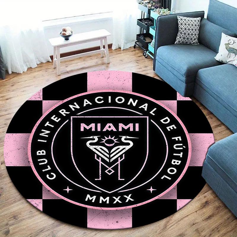 Inter Miami CF Round Area Rug,Carpet Rug for Living Room Bedroom Sofa Playroom Decor,Non-slip Floor Mat