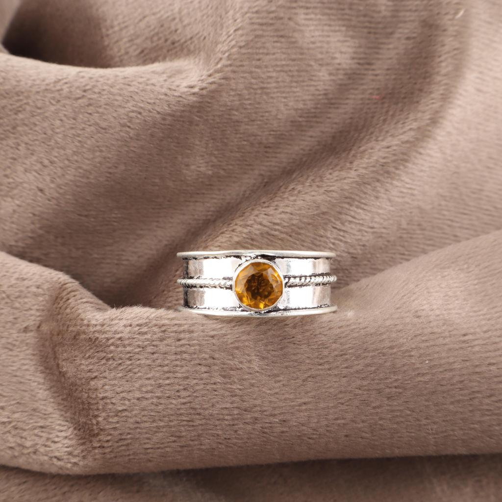 Citrine Gemstone Ring, Handmade Silver Jewelry, 925 Sterling Silver Dainty Ring, Women's Jewelry Gift For Her