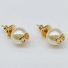 Valentino V Logo Signature Metal and Pearl Bead Stud Earrings in UXM Gold/Cream (5W2J0E35 0O3) [Used]