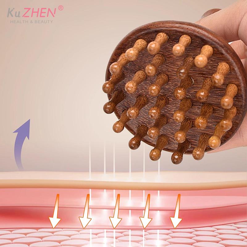 1pcs Portable Sandalwood Gua Sha Massage Brush Head Neck Abdominal Leg Body Meridian Massager Wooden Massage Tools