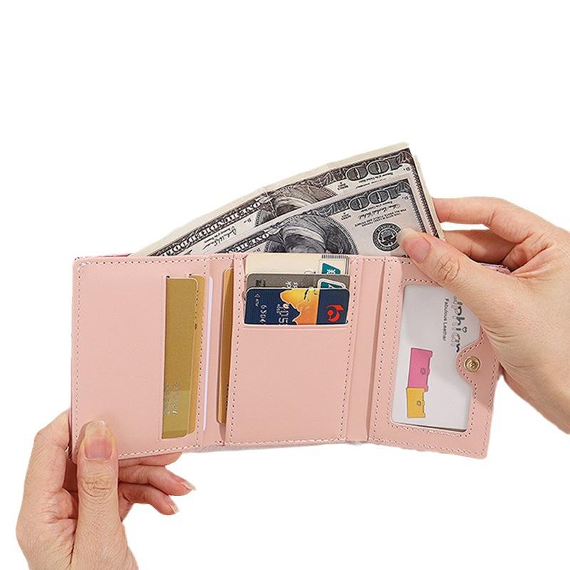 Laser ins coin purse for girls pu card case for students women fashionable short and cute wallet