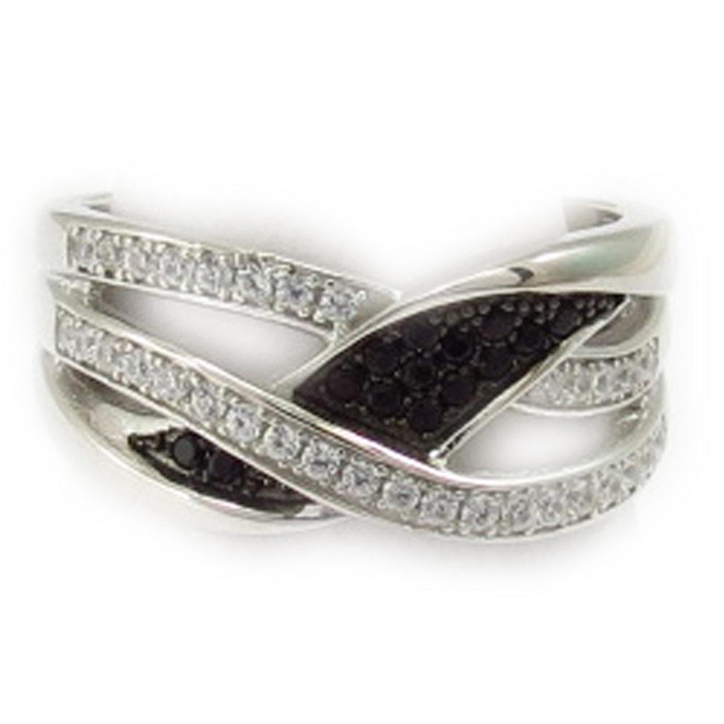 Silver Ring 'Romy' Black White (rhodium) - 9 Mm