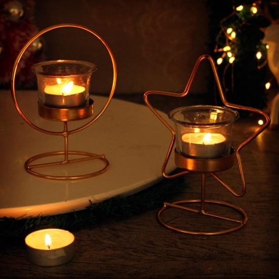 Pack of 2 Christmas Tealight Candle Holders for Pillar Candles Tealight Table Decoration Indoor Outdoor Xmas Decor for Home Office Church Gift