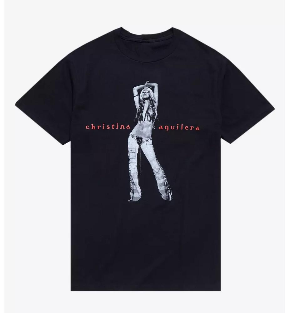 Rare Pose Christina Aguilera Black Short Sleeve Size S-4XL Shirt NI1151