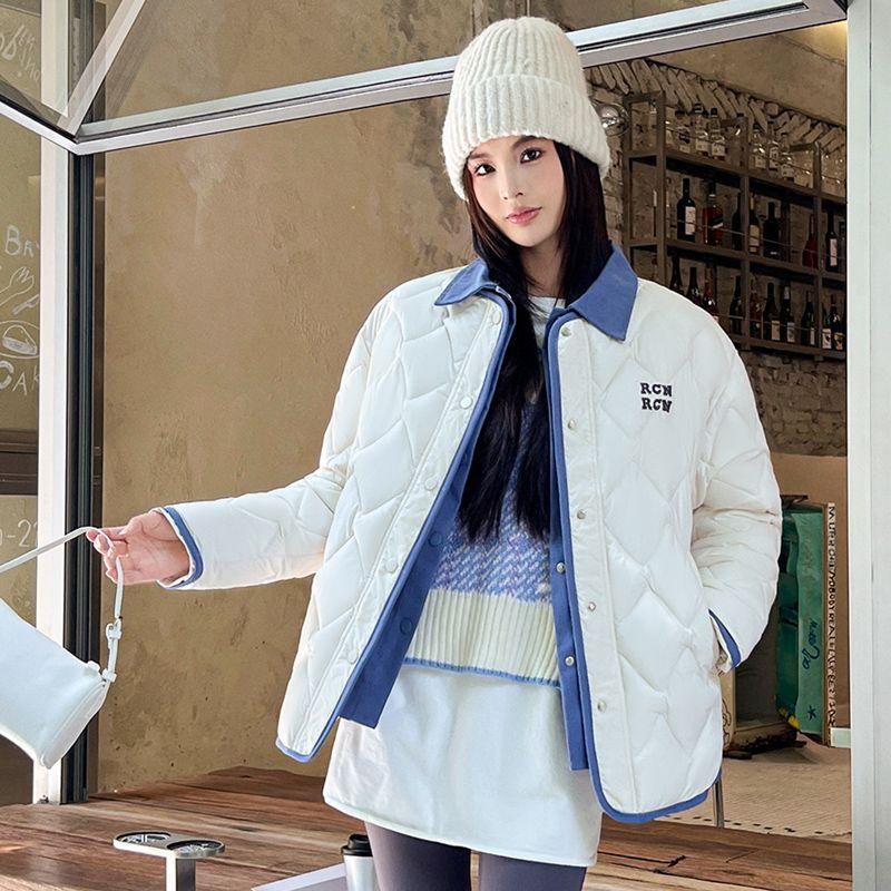 Winter Warm Stylish Womens Cotton Coat with Shirt Collar Lightweight and Simple Design