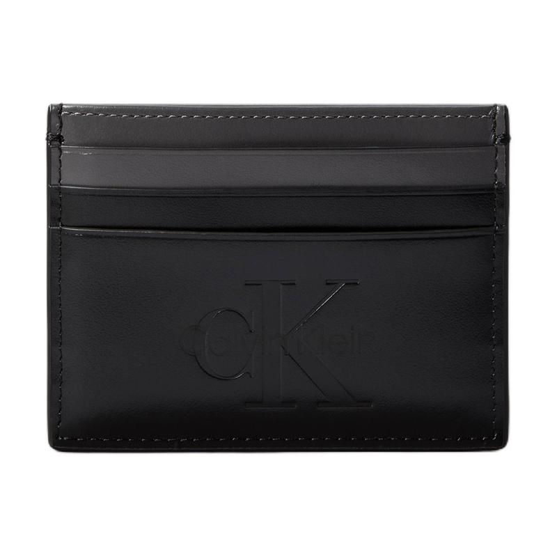 Calvin Klein Brand logo color matching design cowhide card holder men s black