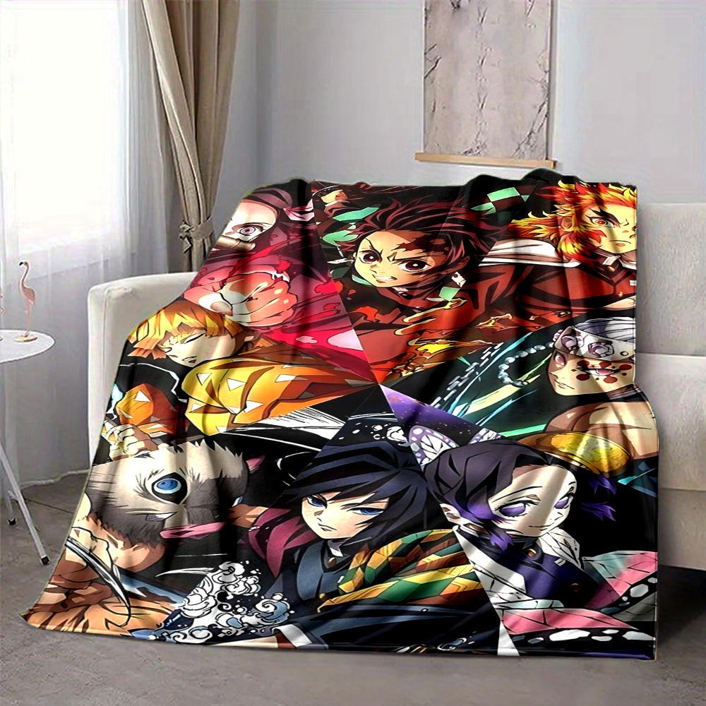 1pc Demon Slayer Blanket Lightweight Flannel Blanket Throw Blanket For Sofa, Bed, Travel, Camping, Livingroom, Office, Couch