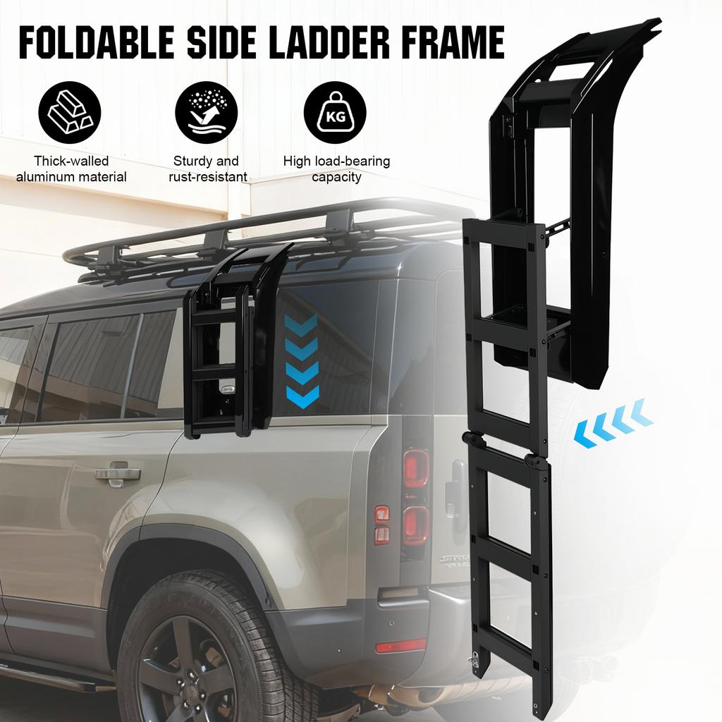 Telescopic Deployable Side Ladder Aluminum Alloy Rear Window Side Ladder for Land Rover Defender 90/110/130 L663 2020-2025