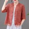 2024 Plus Size Slimming V-Neck Mid-Sleeve Casual Blouse for Moms