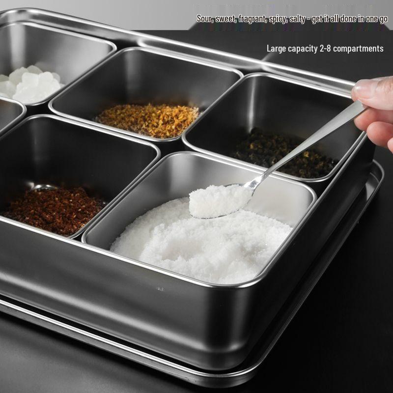 Stainless Steel Condiment and Ingredient Storage Box Set with Lids