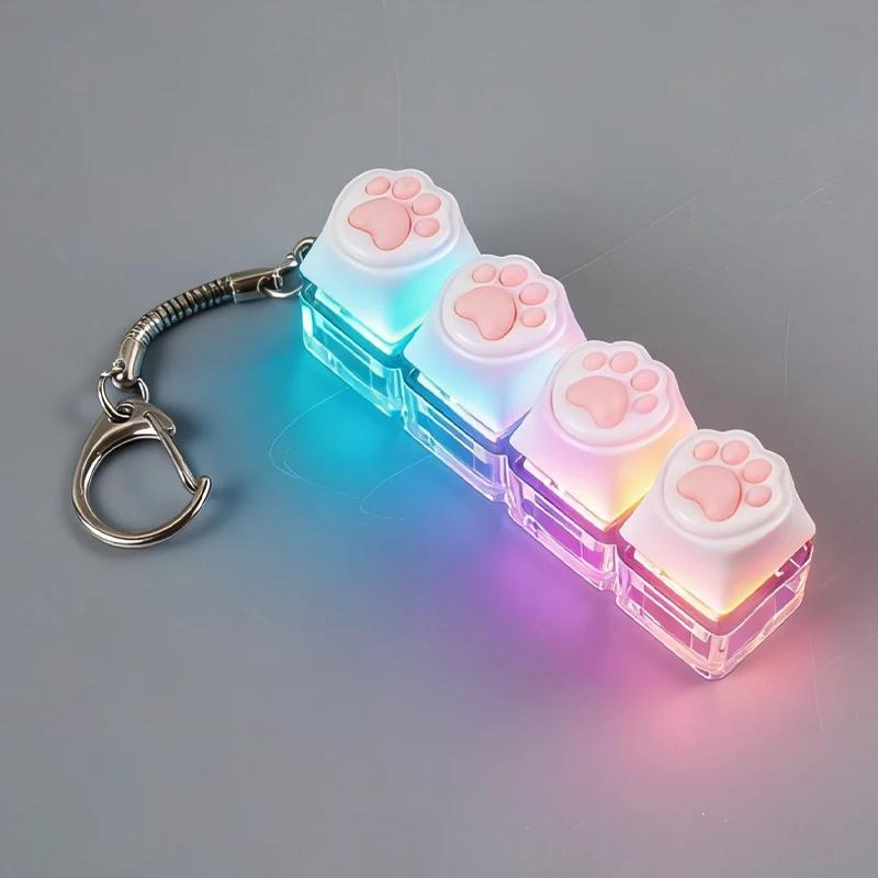 LED Tastatur Schlüsselanhänger Fidget Spielzeug Kristall Klicker Sensorisches Spielzeug zum Stressabbau Tastatur Schlüsselanhänger Fidget Gadget für Erwachsene Kinder