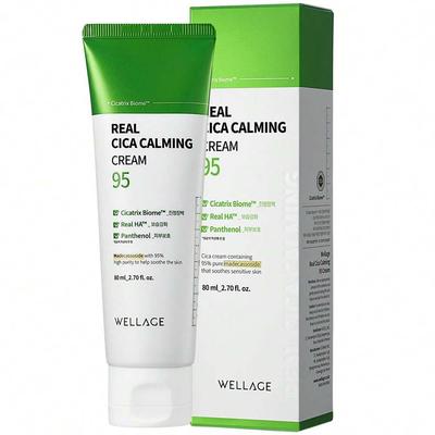 WELLAGE Cica Creme Calmante 80ml - Hidratante Facial Calmante Coreano, Madecassosídeo de Alta Pureza com Centella Asiática Pantenol - Acalma a Pele Sensível
