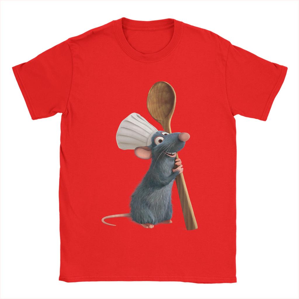 Men Tshirts Ratatouille Chef Remy With Spoon Casual Pure Cotton Tee Shirt Short Sleeve T Shirts Crew Neck Clothes Gift Idea