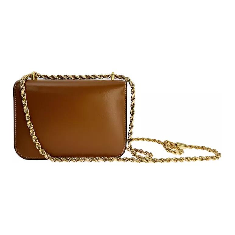 Tory Burch Eleanor Double T Large Logo Drawstring Chain Matte Leather Small Square Crossbody Shoulder Bag Women Bags Bourbon-Whiskey 73589-201