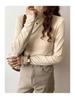Double-Sided Fleece Semi-High Collar Long-Sleeve Women's Top
