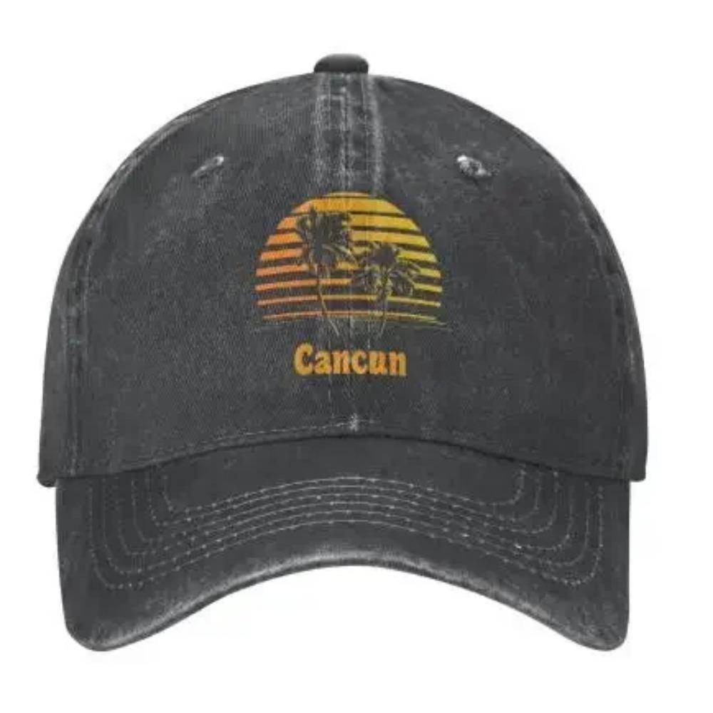 Cancun Mexico Sunset Palm Beach Unisex Baseball Cap Adjustable Hat Sandwich Cap Hip Hop Hats Trucker Dad Hats