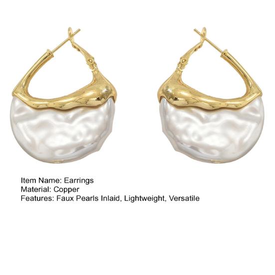 1 Pair Women Earrings Imitation Pearls Inlaid Drop Earrings with Ear Loop Daily Wear Party Dance Jewelry Gift