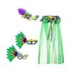 2Pcs Mardi Gras Outfit Mardi Gras Poncho Scarf Shawl Masquerades Mask Mardi Gras Costume Accessories for Carnivals Party