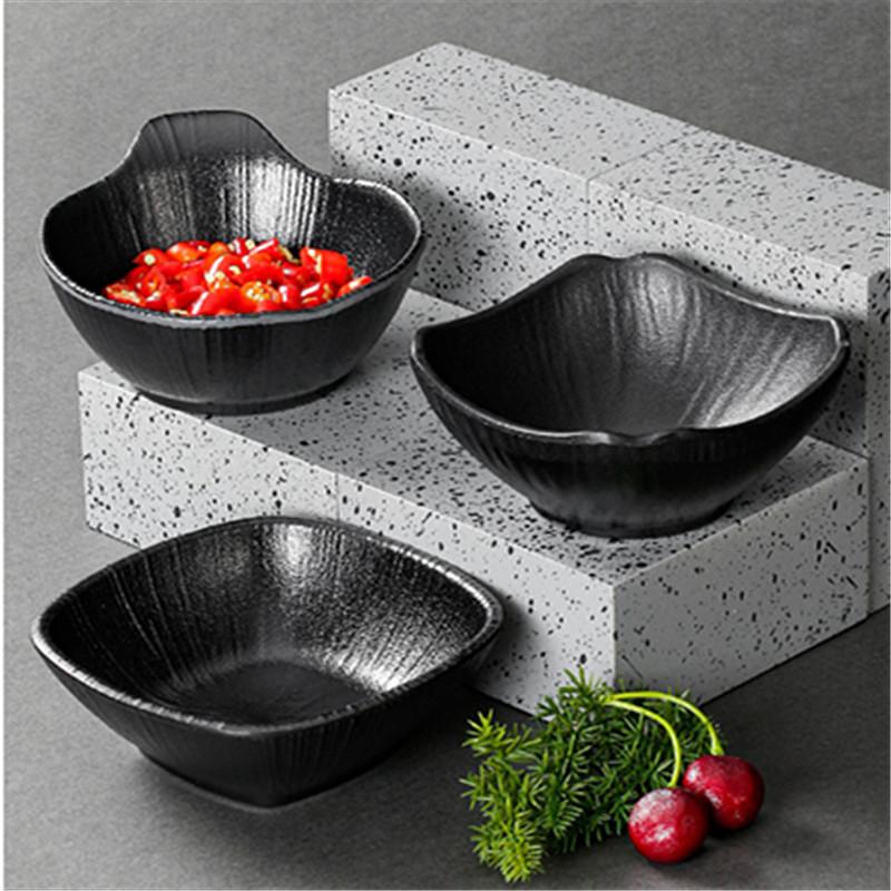 Hot Pot Melamin-Soßenschalen, Dip-Soja-Essig-Soßenschalen, Schwarz, Restaurant, kleine Suppenschüssel, Kochgeschirr, Haushaltswaren, Küche